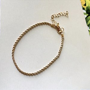 Pulseira Cordão Baiano Fina Banho Ouro