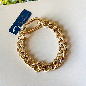 Pulseira Elos com Fecho Oval Banho Ouro