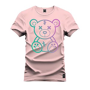 Camiseta Pluz Size Tamanho Especial Premium Estampada Em Alta Definição Com Qualidade 4K 100% Algodão Confortável Neon Urso