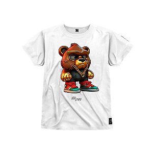 Camiseta Infantil Premium Estampada Em Alta Definição Com Qualidade 4K 100% Algodão Confortável Urso Descolado