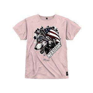 Camiseta Infantil Premium Estampada Em Alta Definição Com Qualidade 4K 100% Algodão Confortável Lobo Americano Nexstar