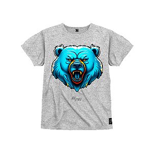 Camiseta Infantil Premium Estampada Em Alta Definição Com Qualidade 4K 100% Algodão Confortável Urso Cabeça