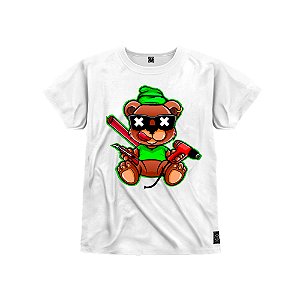 Camiseta Infantil Premium Estampada Em Alta Definição Com Qualidade 4K 100% Algodão Confortável Urso Furadeira Money