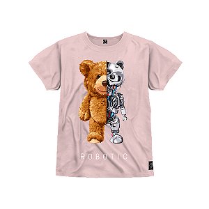 Camiseta Infantil Premium Estampada Em Alta Definição Com Qualidade 4K 100% Algodão Confortável Urso Robotic