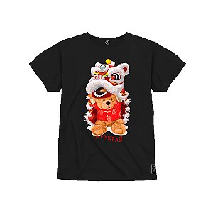 Camiseta Infantil Premium Estampada Em Alta Definição Com Qualidade 4K 100% Algodão Confortável Urso Natalino