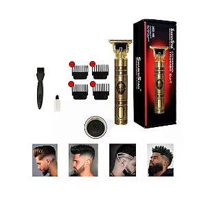 Máquina Elétrica Masculina Recarregável de Cortar Cabelo e Barbear VINTAGE T9 (USB1 Dragon)