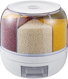 Dispenser 360 Giratório - Com 6 Divisões Rotativo / Recipiente de Armazenamento de Grãos