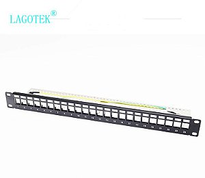 Patch Panel 24 portas rj45  branco, 19 polegadas, 1u, todo em metal rack, ad
