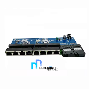 Placa Switch conversora de Fibra PCBA 10/100/1000 POE 8*RJ45 25KM