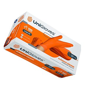 Luva Látex com Pó Clássico Orange Laranja - 100 und - UniGloves