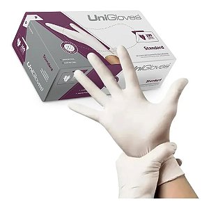 Luva Látex com Pó Standard Branca - 100 und - UniGloves