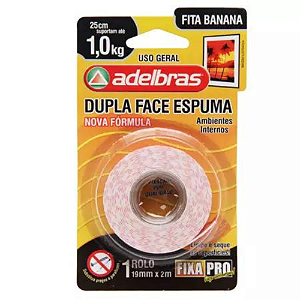 Fita Adesiva Dupla Face Espuma Banana 19mm x 2m Adelbras