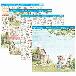 Kit de Papel para Scrapbooking Litoarte Coleção Páscoa Feliz com 4 folhas