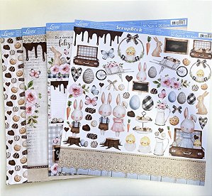 Kit de Papéis Coleção Doce Páscoa Litoarte- 4 folhas