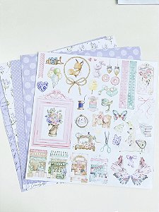 Kit de Papel para Scrapbooking Carina Sartor Coleção Colorful com 5 folhas