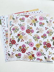 Kit de Papel para Scrapbooking My Memories Craft Coleção Minha Vida Escolar com 5 folhas