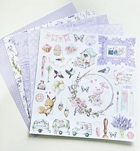 Kit de Papel para Scrapbooking Carina Sartor Coleção Colorful com 5 folhas