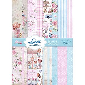 Scrap Bloco A4 – Coleção Mon Monde Rose Bleu Litoarte