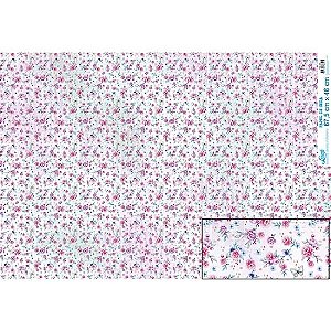 Papel De Seda - Mini Flores Rosas - 67,5 X 46Cm