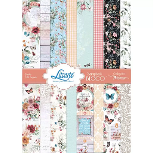 Bloco de Papel A4 para Scrapbooking Litoarte Coleção Mimo com 24 folhas