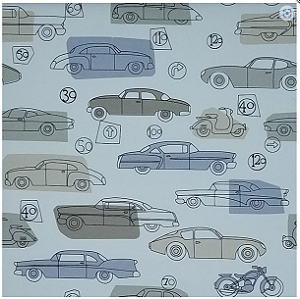 Papel de parede vinílico infantil carrinhos