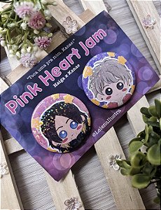 Par de bottons - Pink Heart Jam