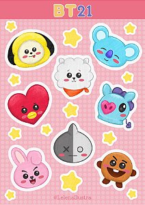 Cartela de adesivos - BTS BT21