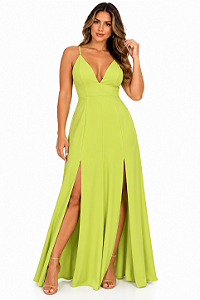 VESTIDO LONGO VERDE LIMÃO