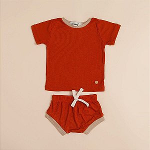 Conjuntinho T-shirt + Short Vintage Caramelo