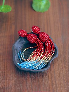 Brinco Tassel Vermelho de Miçangas