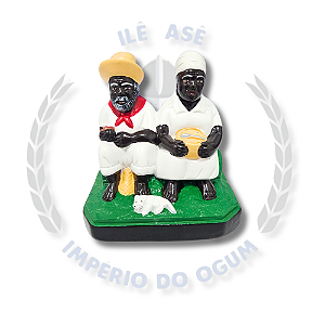 IMAGEM EM GESSO CASAL PRETO VELHO - 20CM