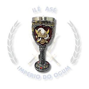 TAÇA DE RESINA - CAVEIRA COM COBRA