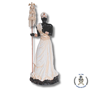 IMAGEM RESINA ORIXÁ OXALÁ AFRICANO MARFIM 40CM