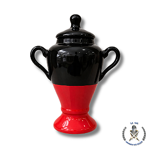 QUARTINHA 25CM C/ALÇA - VERMELHO/PRETO - PORCELANA
