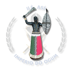 IMAGEM RESINA ORIXÁ OGUM VERDE E VERMELHO AFRICANO