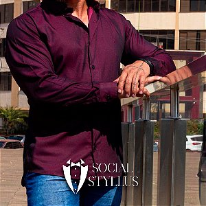 Camisa Social Manga Longa - Vinho