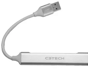 Hub USB 3.0 4 Portas C3Tech HU-320 Prata/Branco