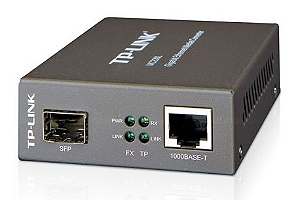 Conversor de Mídia Gigabit SFP Fibra Óptica Tp-Link MC220L Preto