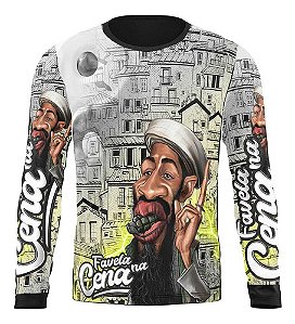 Camiseta  Manga Longa Comunidade Favela Bin Laden