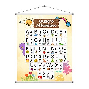 Banner Escolar Alfabeto Letras Imagens Silabas abecedário Colorido divesos tamanhos