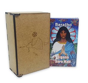 Kit Baralho Cigana Sara Kali com Porta Taro Madeira Clássico