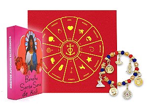 Kit Santa Sara Kali Baralho Toalha Vermelha Brilho Pulseira