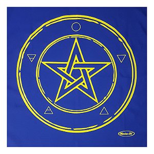 Toalha Wicca Pentagrama Toalha Tarô com Brilho Azul Am 70CM