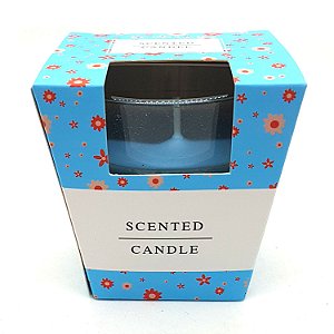 Vela Aromática Aroma Floral Vela Blue Flowers Copo de Vidro