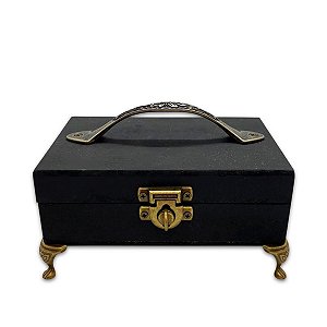 Porta Tarô Baralho Preto com Alça Artesanal Espiritual