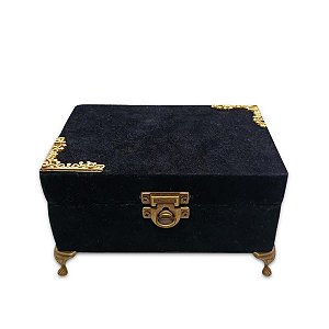 Porta Tarô Baralho Veludo Preto Dourado Artesanal Espiritual