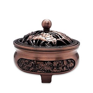 Turíbulo Incensário de Mesa Rose em Metal Brilhante 10cm