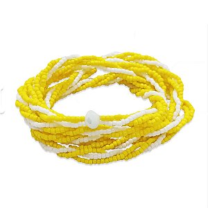 Guia Brajá 3 Fios Trançado Oxum Amarela Branca 60cm Umbanda