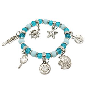 Pulseira Iemanjá Rainha do Mar Degrade Azul Orixá Ajustável