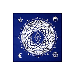 Toalha Leitura de Tarô Elemental Magia Astral Azul Branco